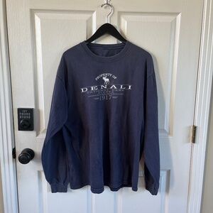 Denali National Park Long Sleeve T-shirt Dark Gray, Men's Large